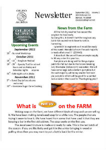 Oleo Acres Sept 2011 Newsletter