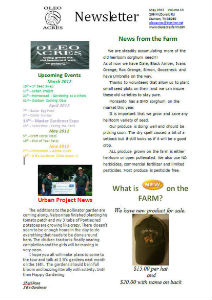 Oleo Acres May Newsletter