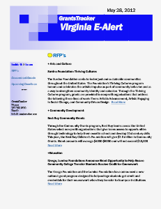 GrantsTracker Virginia E-Alert 5/28/2012 GrantsTracker Virginia E-Alert 5/28/2012