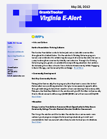 GrantsTracker Virginia E-Alert 5/28/2012