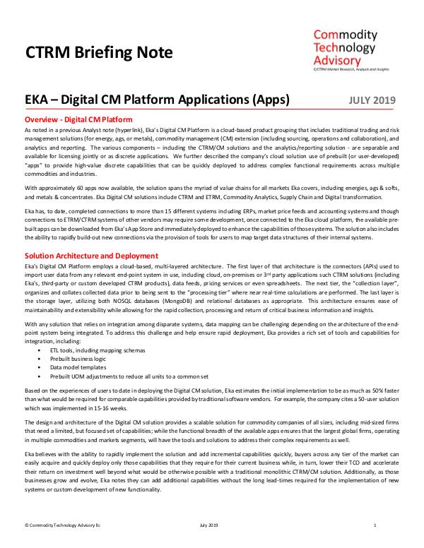 CTRM Briefing Note – EKA – Digital CM Platform App