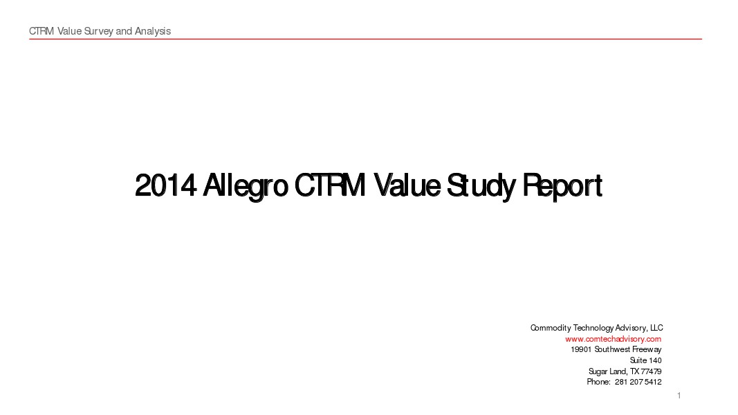 Reports Allegro CTRM Value Study Report 2014
