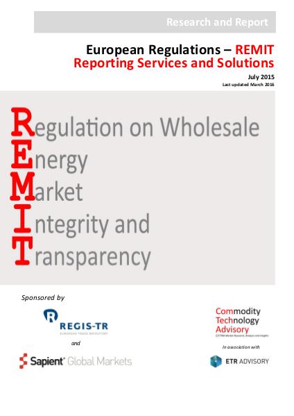 EU Regulations REMIT Reporting Services & Solution
