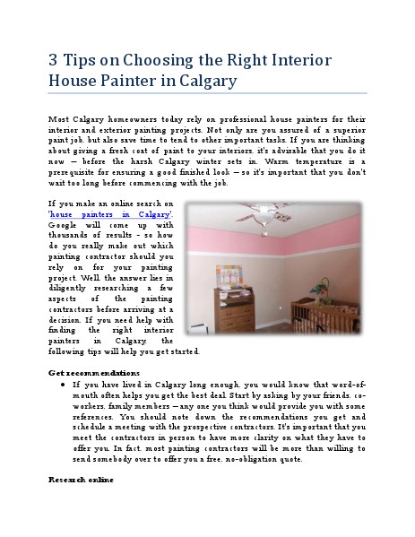 3 Tips on Choosing the Right Interior House Painte