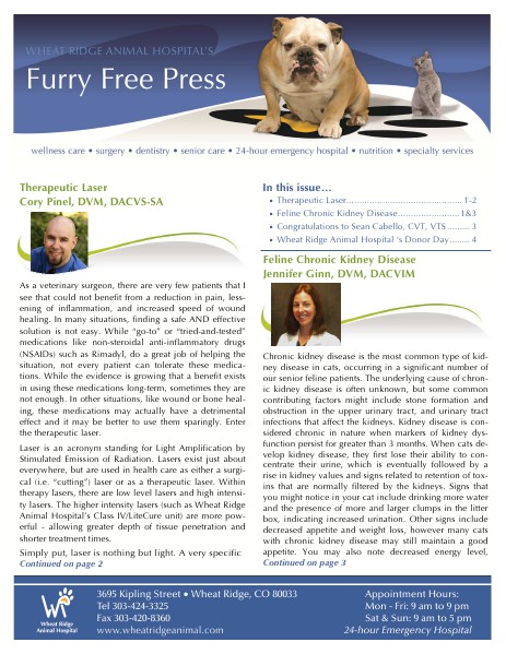 Wheat Ridge Animal Hospital's Furry Free Press Spring 2014