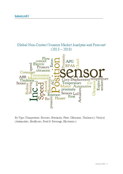 Global Non Contact Sensors Market Analysis and Forecast (2013 – 2018) 07/18/2013
