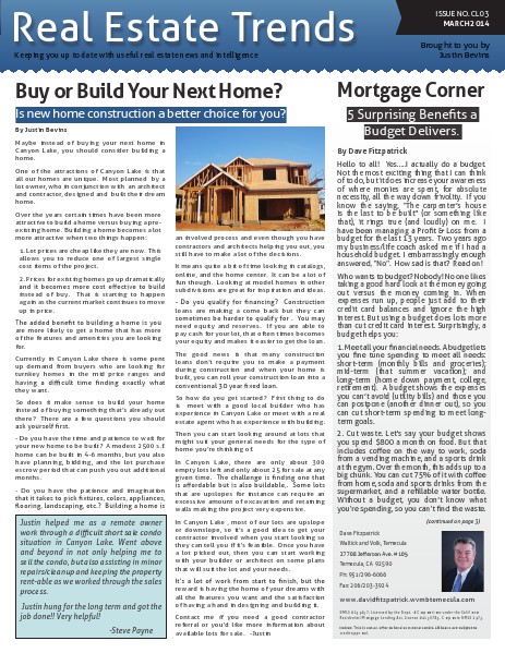 Canyon Lake Real Estate Trends Issue CL03