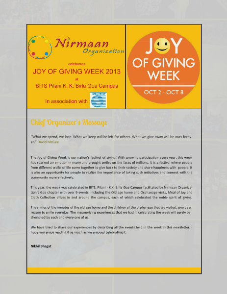 JGW newsletter - BITS Goa 2013