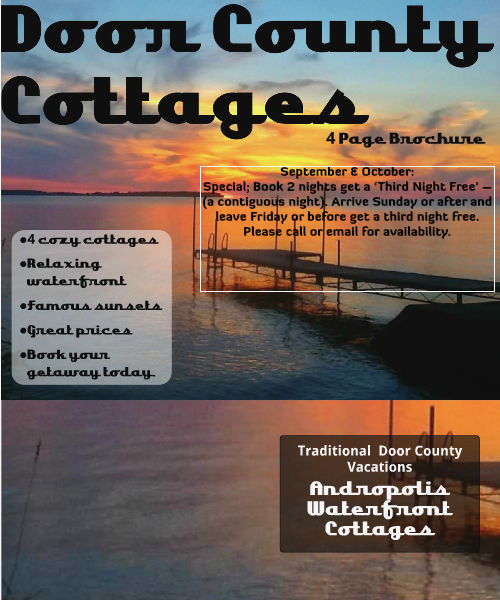 Door County NewsPixels™  & Wish Books & Brochures Andropolis Waterfront Cottages