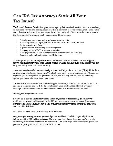 Can IRS Tax Attorneys Settle All Your Tax 1