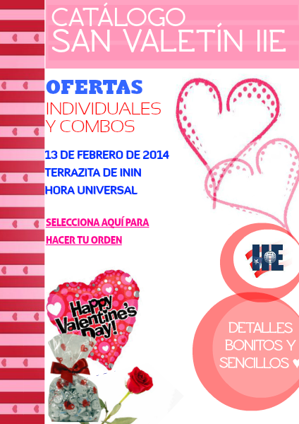 Catálogo de Artículos de San Valentín IIE .Febrero2014