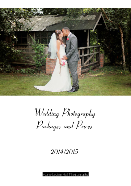 Wedding Packages and Prices 2014-15 for Marie-Louise Hall Photography February 2013