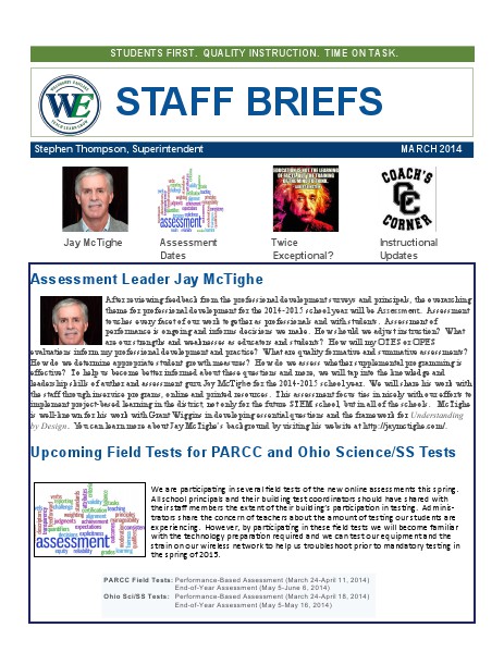 Staff Briefs March, 2014
