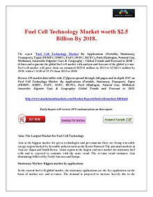 Fuel Cell Technology Market would be worth $2.5 Billion By 2018.