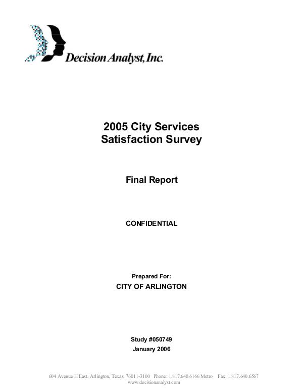 City Services Satisfaction Survey 2006 City Services Satisfaction Survey