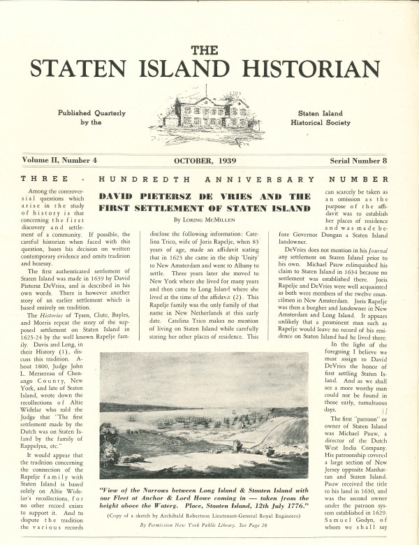 Staten Island Historian - Oct 1939