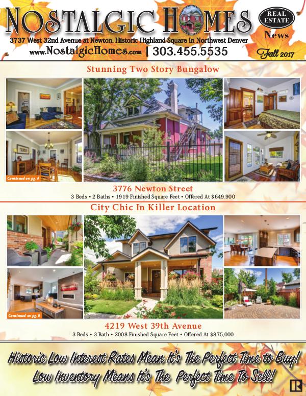 Nostalgic Homes Real Estate Newsletter Fall 2017 Newsletter