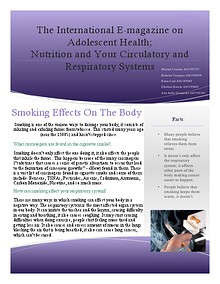 The International E-magazine on Adolescent Health;  Nutrition and Your Circulatory and Respiratory Systems