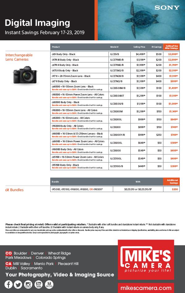 Sony Special Rebates and Announcements Sony Savings!