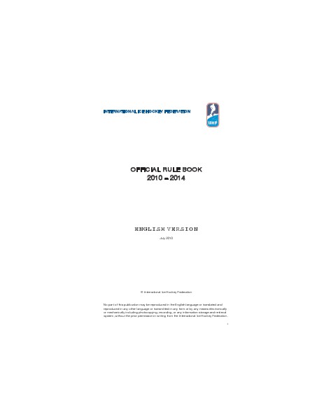 IIHF Rule Book 2010
