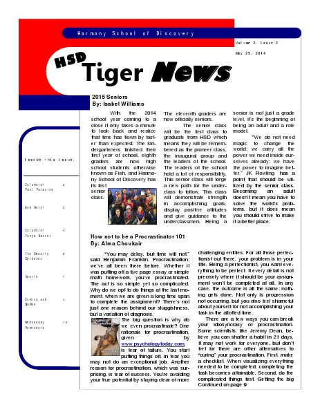 HSD Tiger News 2nd Edition 2