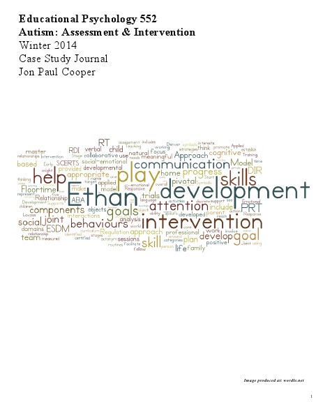 EdPy 552, Autism: Assessment & Intervention Volume 1