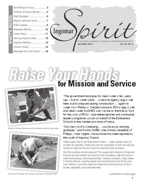 Ingomar Spirit Newsletter April-May 2014