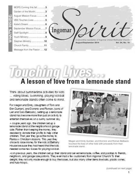 Ingomar Spirit Newsletter August-September 2014