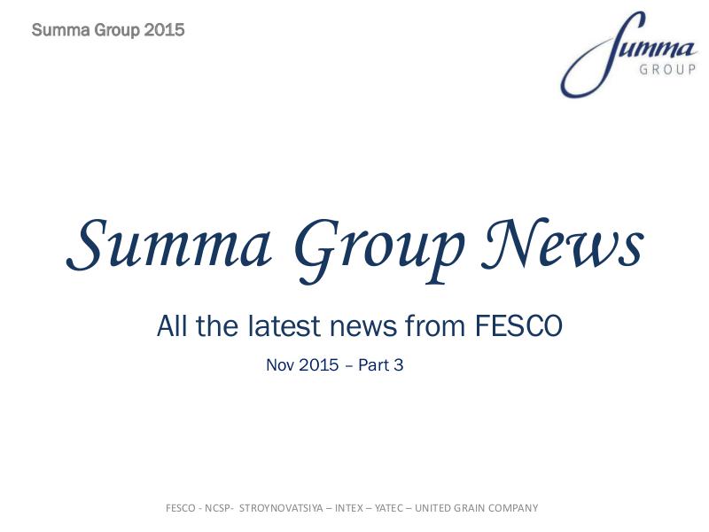 Summa Group News 2015 - Nov PT 3 Summa Group News 2015 - Nov PT3