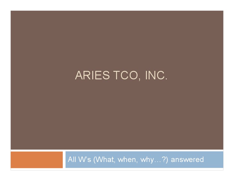 Aries Tco Solutions - The Final Solution solution integrator