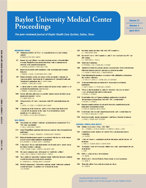 Baylor University Medical Center Proceedings April 2014, Volume 27, Number 2