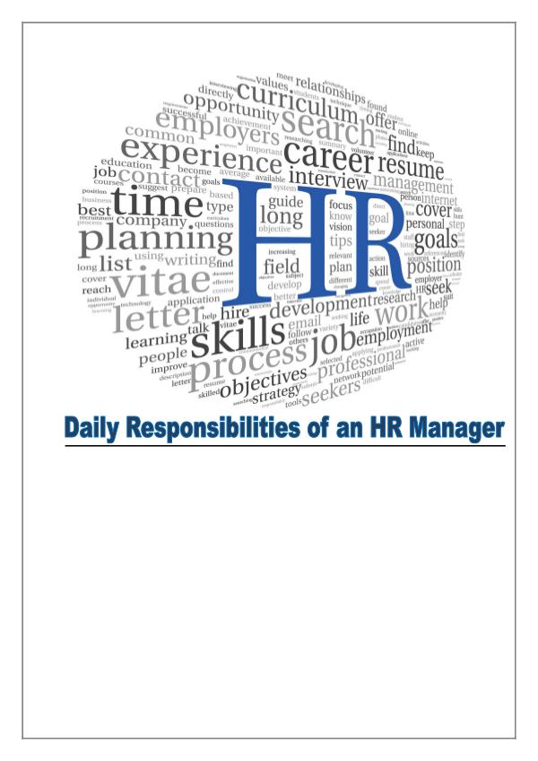 HR Manager's Roles and Responsibilities 1