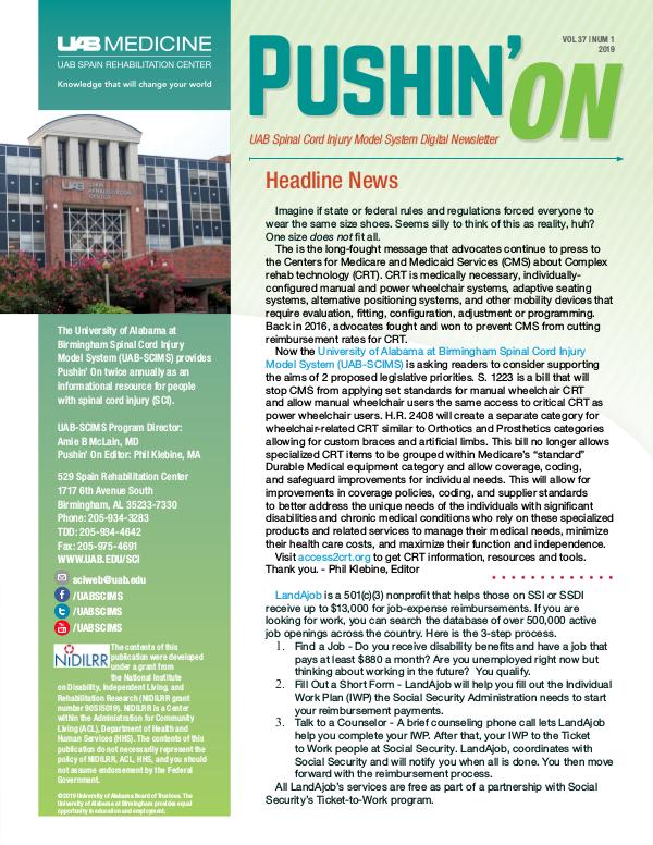 Pushin' On: UAB Spinal Cord Injury Model System Digital Newsletter Volume 37 | Number 1