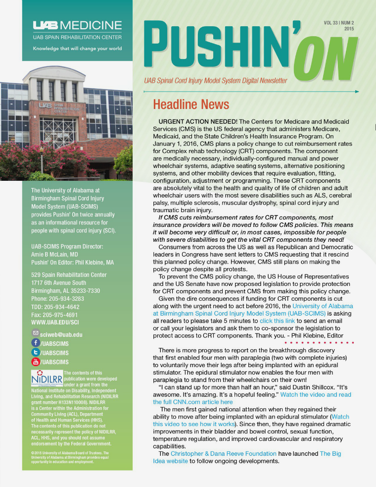 Pushin' On: UAB Spinal Cord Injury Model System Digital Newsletter Volume 33 | Number 2