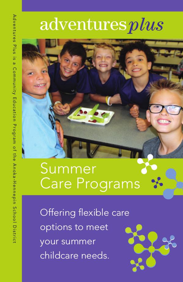 Community Education program brochures Adventures Plus - Summer 2020