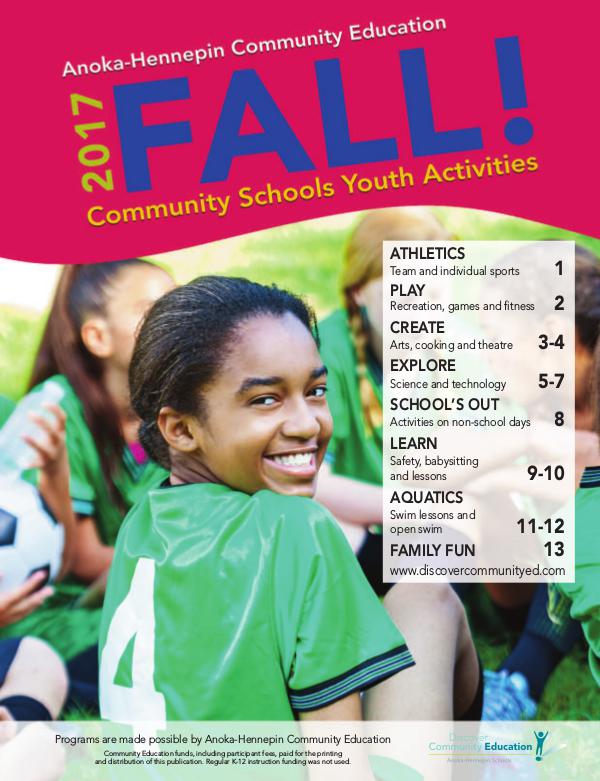 Community Education - current class catalogs Youth activities and classes - Fall 2017