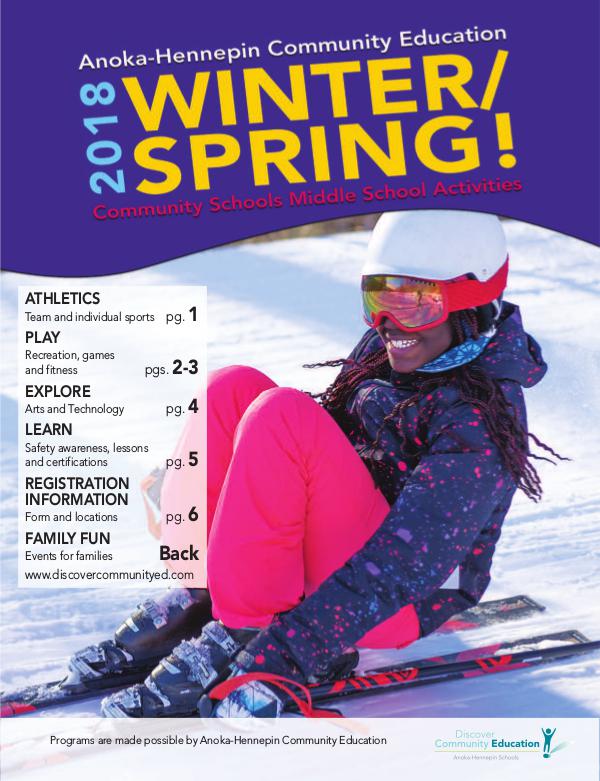 Youth activities and classes - Winter/Spring 2018