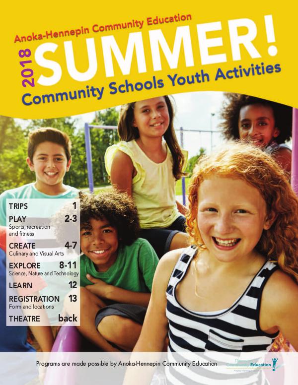 Community Education - current class catalogs Youth activities and classes - summer 2018
