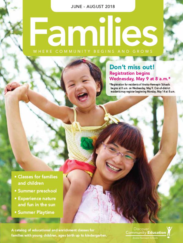 Community Education - current class catalogs Families - Spring/Summer 2018