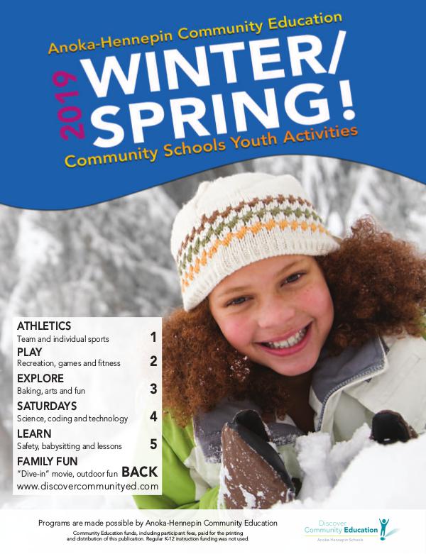 Community Education - current class catalogs Youth activities and classes - Winter 2019
