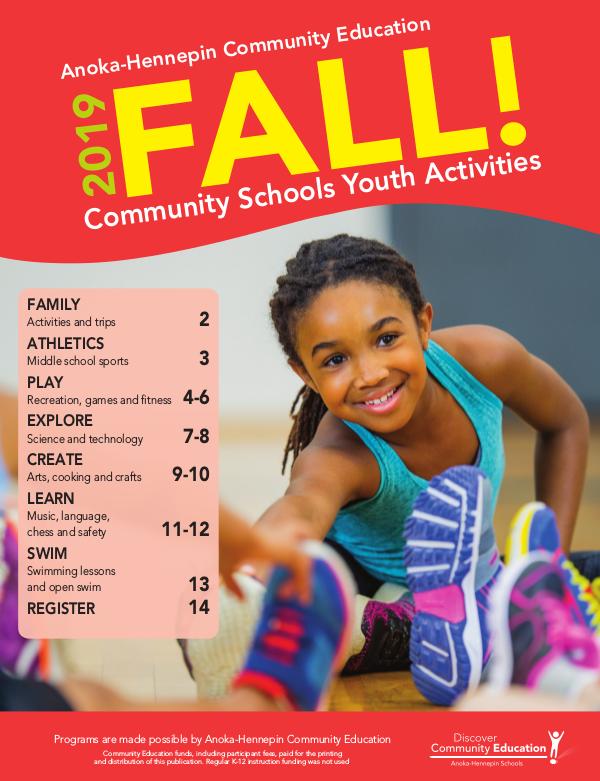 Community Education - current class catalogs Youth activities and classes - Fall 2019
