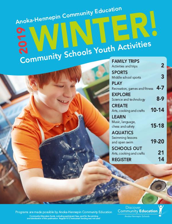 Community Education - current class catalogs Youth activities and classes - Winter/Spring 2020