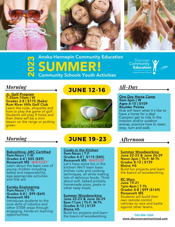 Youth activities and classes - Summer 2023