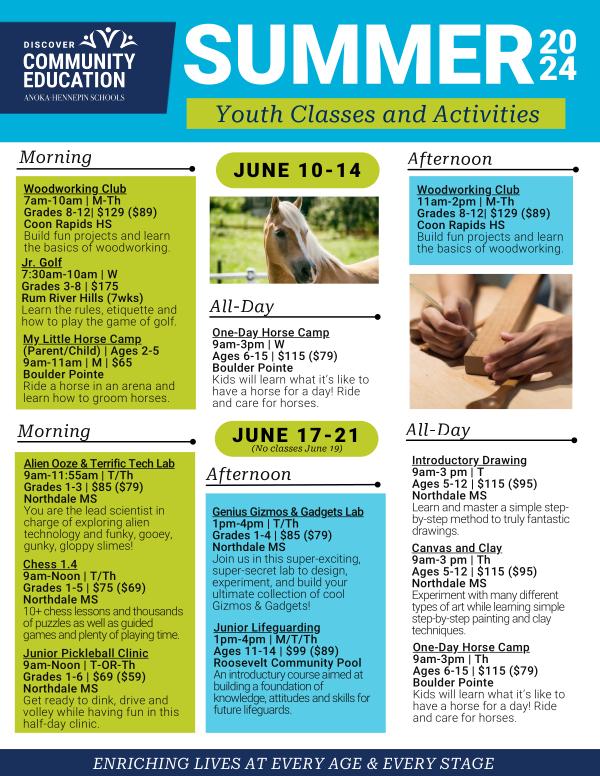 Youth Activities and Classes - Summer 2024