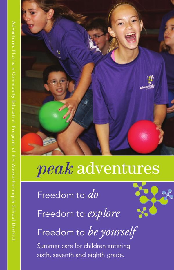 Community Education program brochures Peak Adventures - Summer 2020