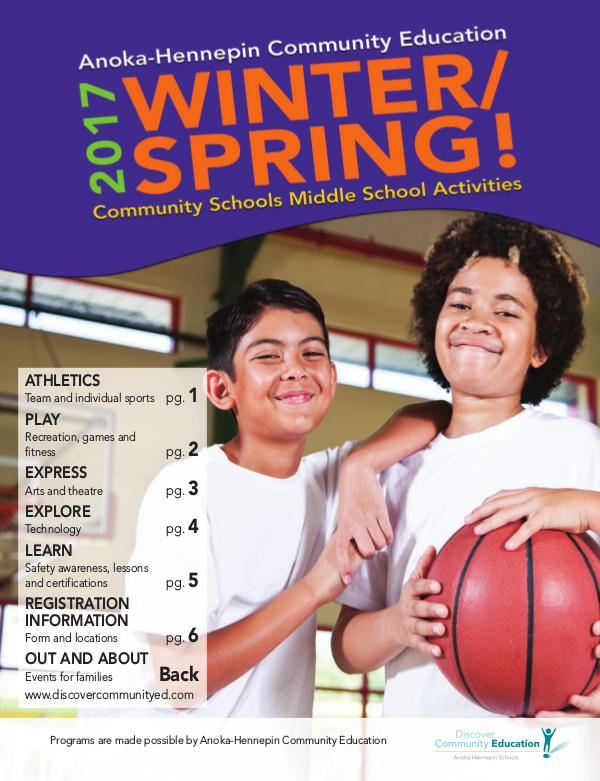 Community Education - current class catalogs Youth activities and classes - Winter/Spring 2017