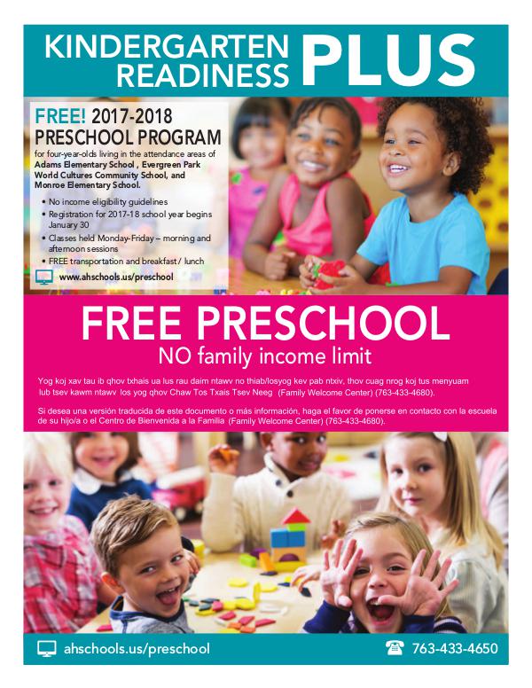 Kindergarten Readiness Preschool PLUS: 2017-18
