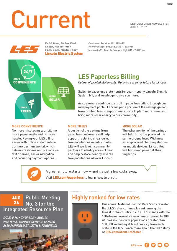 Current  | LES Customer Newsletter Current - August 2017