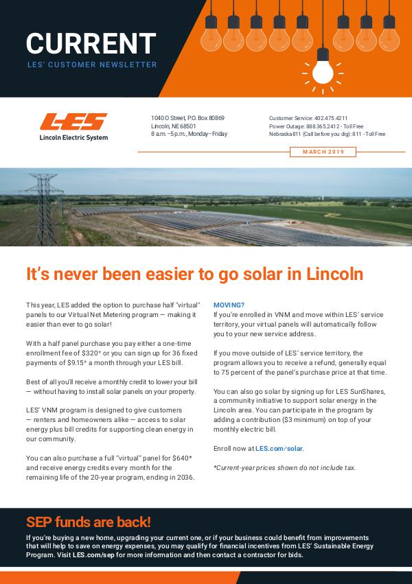 Current  | LES Customer Newsletter Current - March 2019