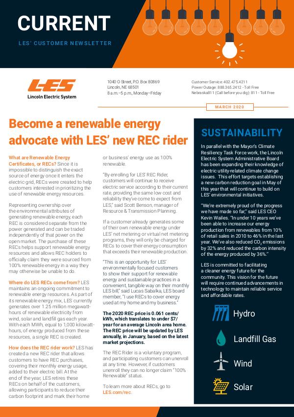Current  | LES Customer Newsletter Current - March 2020